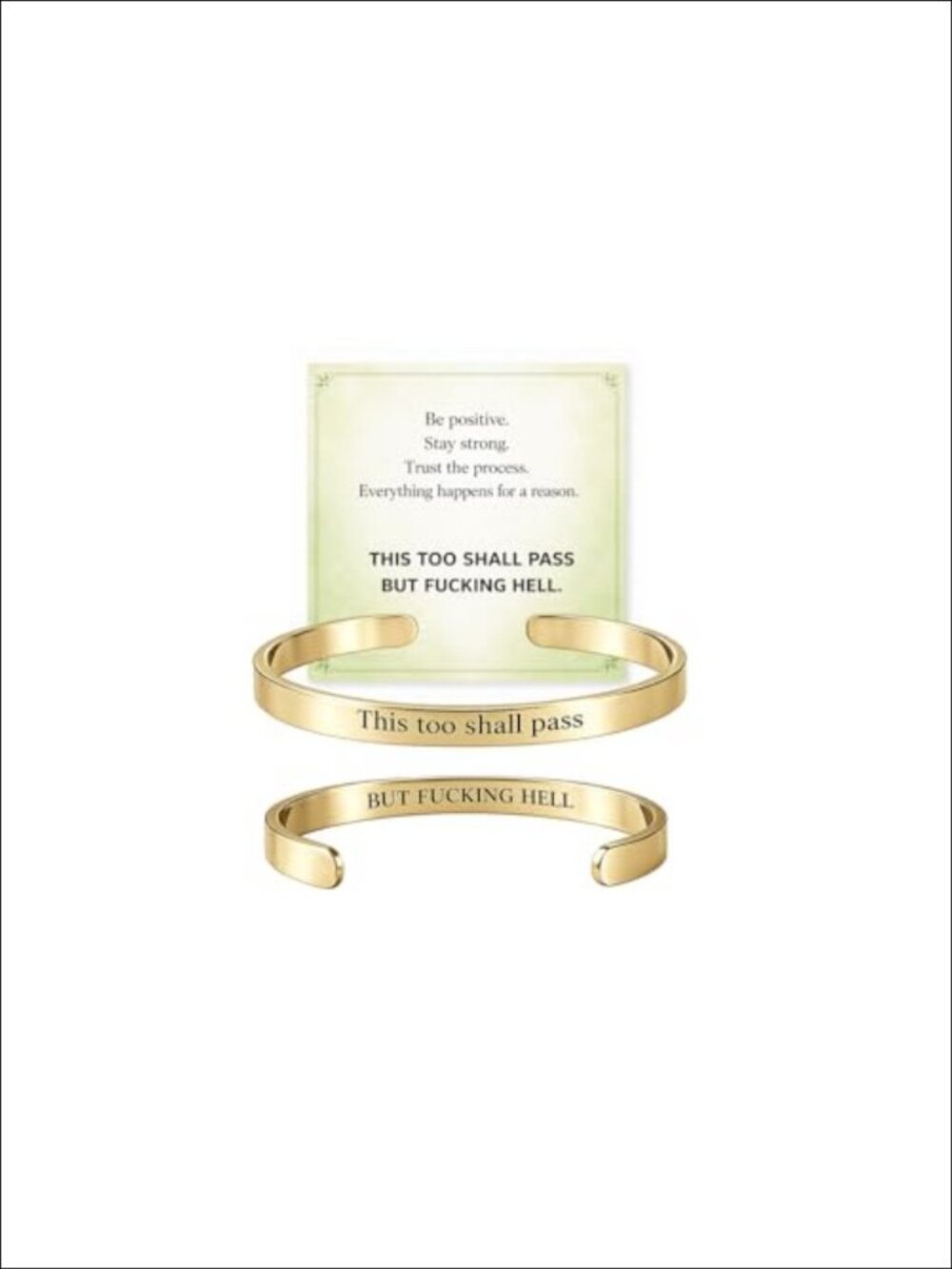 This Too Shall Pass Stainless Steel Cuff Bracelet Motivational Engraved Bangle